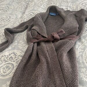 Vera Wang Taupe Knit Wrap Cardigan with Self-Tie